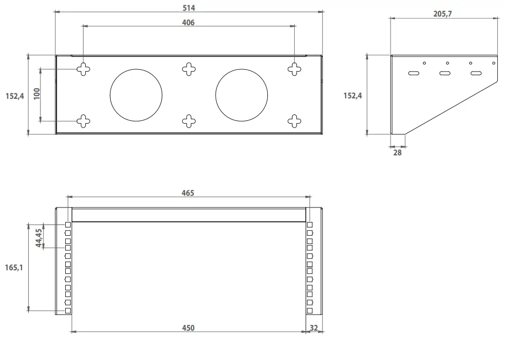 rocstor Y10E033 B1 4U 19in Steel Vertical Wall Mount Rack Bracket - Millimeter