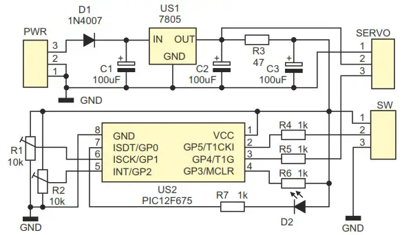 AVT 1605 Two State Servo Controller - Circuit description 1