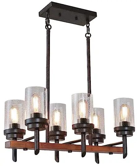 Eumyviv 17802 Farmhouse Chandelier with Seeded Glass