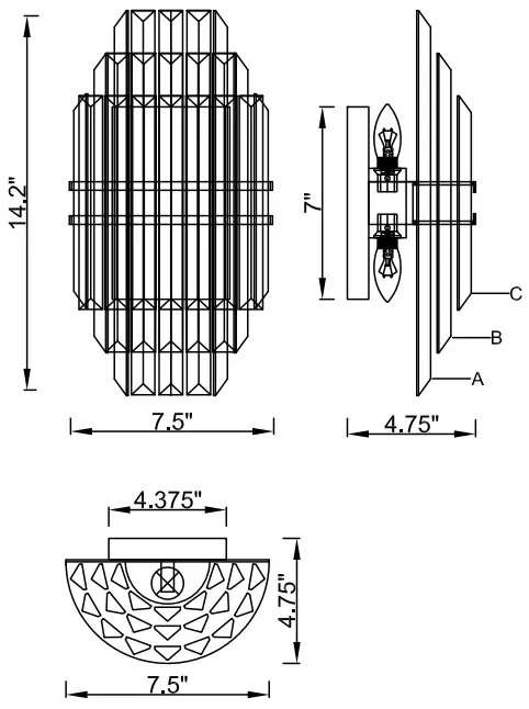 CRYSTORAMA HAY 1402 PN Hayes 2 Light Polished Nickel Wall Mount - Fig