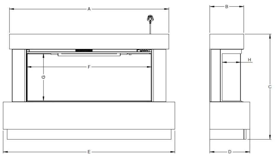 bemodern Arteon 10003SL Built In Electric Fireplace - Technical Specification