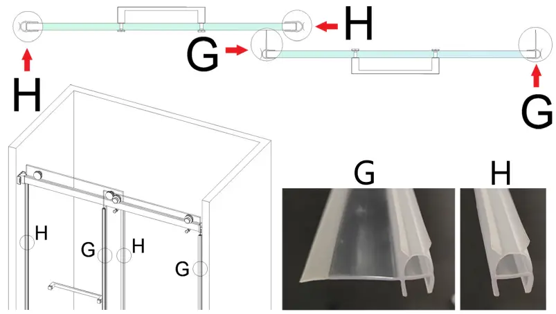 MCOCOD DSO1 Double Sliding Frameless Shower Door in Brushed - slightly lower