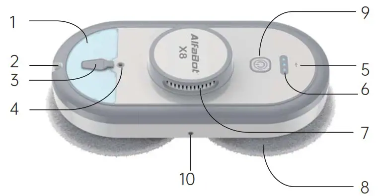AlfaBot X8 Window Cleaning Robot With Double Sided Water Spray - Introduction to Product Structure 1.