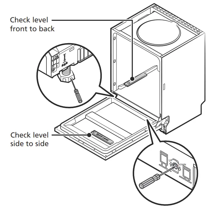 Hisense HSCE14FS 60cm Stainless Steel Freestanding Dishwasher - level