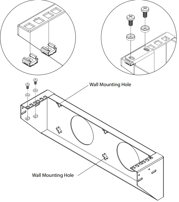 rocstor Y10E031-B1 2U 19in Steel Vertical Wall Mount Rack Bracket - M6 Cage Nuts.