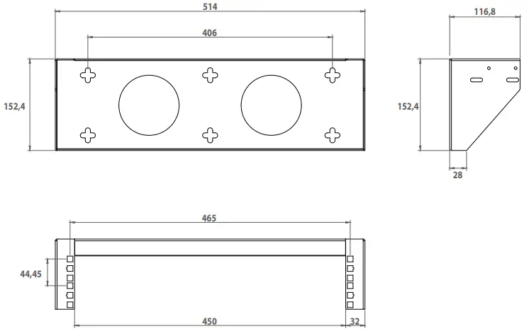 rocstor Y10E031-B1 2U 19in Steel Vertical Wall Mount Rack Bracket - Storage and Service Measurements