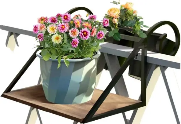 Rail Plant Stand w Wood