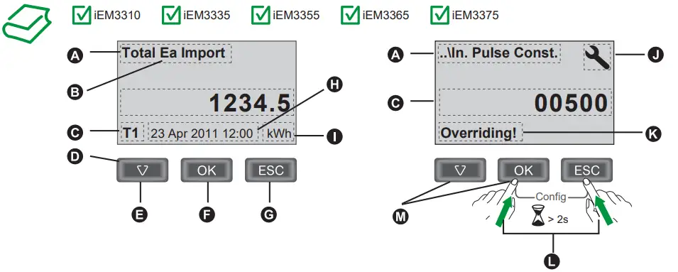 Schneider Electric A9MEM3355 iEM3355 Energy Meter - Display