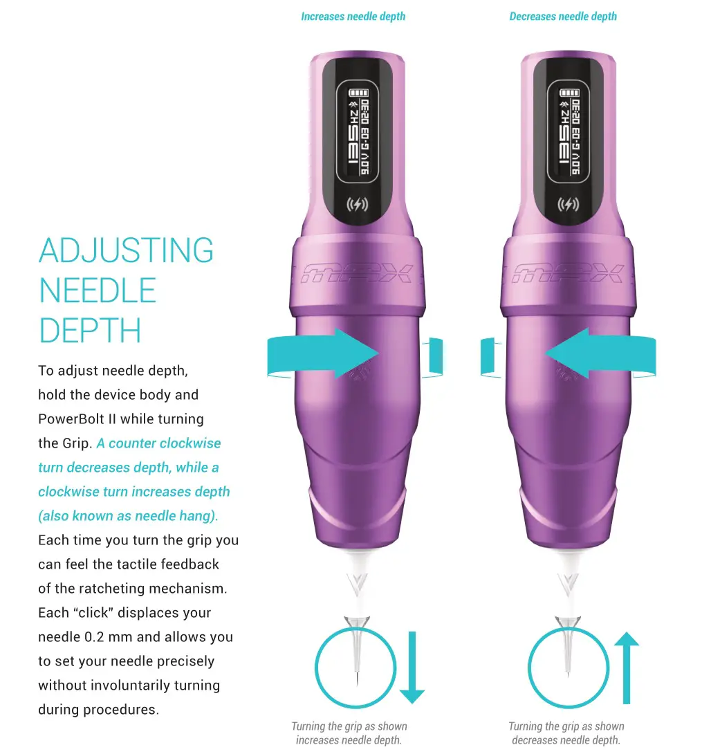 microbeau Flux Max S Permanent Make Up Machine - ADJUSTING NEEDLE DEPTH