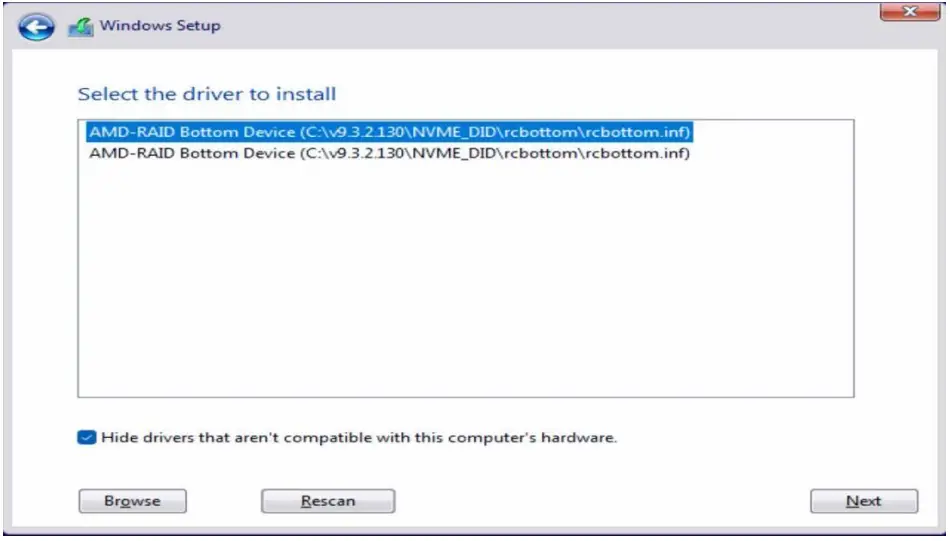 AMD RAID Setup - Bottom Device