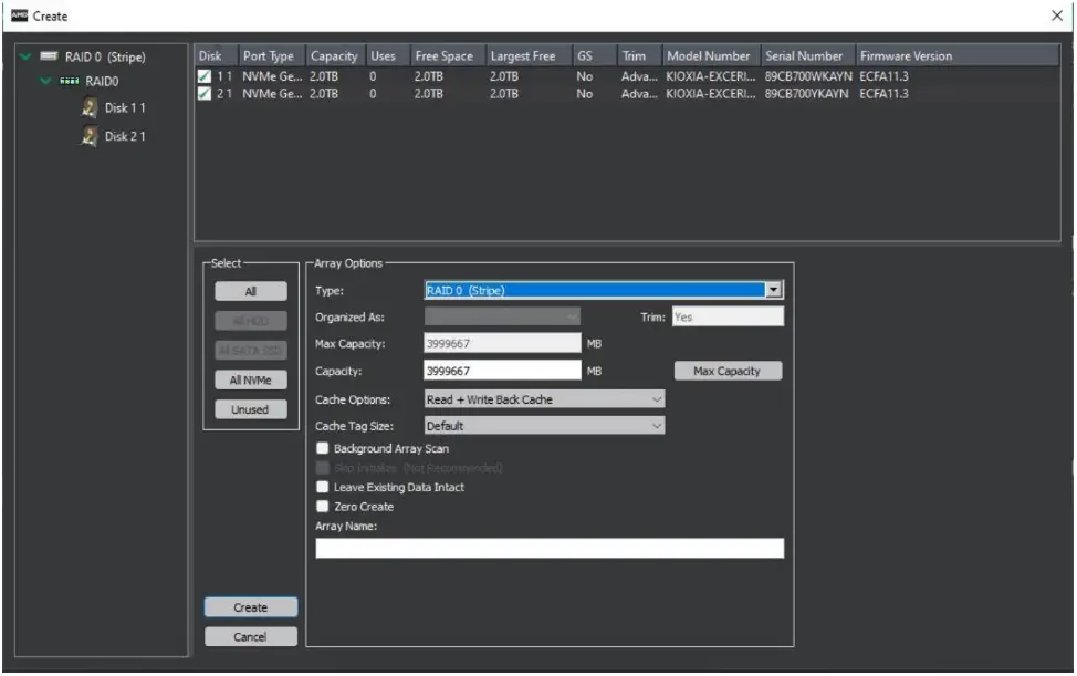 AMD RAID Setup - volume capacity
