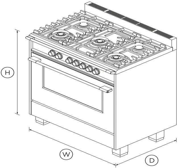 Fisher and Paykel OR36SCG4B1 Gas Range - DIMENSIONS