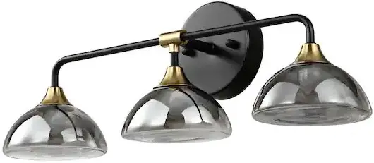 WINGBO WBWL-GL05-BK 3-Light Vanity Wall Light