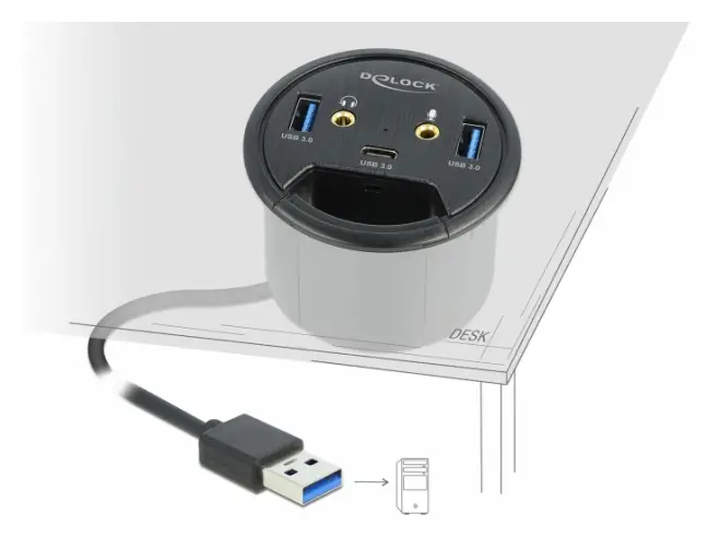 DeLOCK 62794 3 Port In Desk Hub -