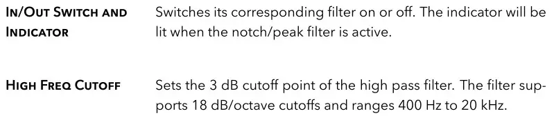 Eventide P-N 141258 EQ65 Filter Set - EQ65 Filter Set 2