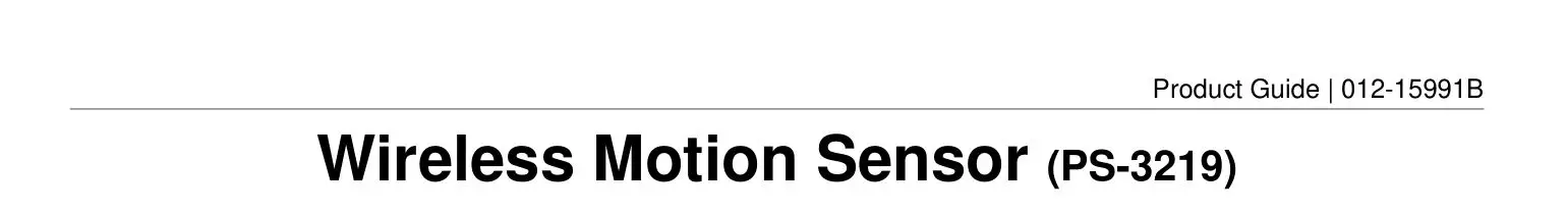 PASCO PS-3219 Wireless Motion Sensor User Guide
