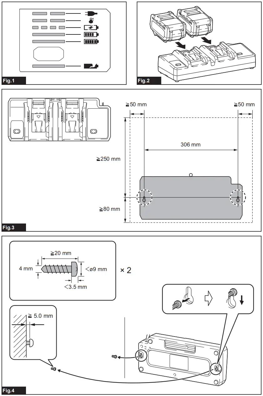 makita DC40WA Two Port Multi Charger - Mounting
