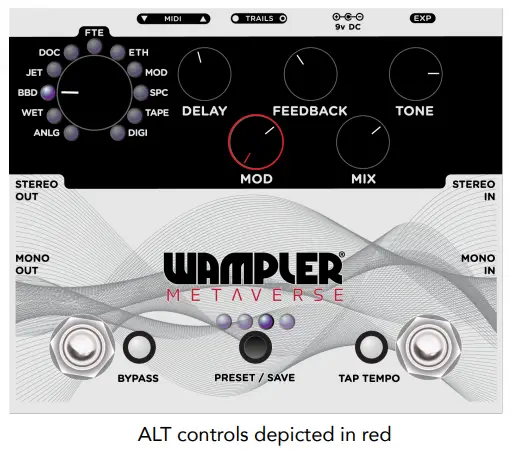 WAMPLER 763815133348 Metaverse DSP Multi Delay Multi Effect Guitar Pedal - fig5