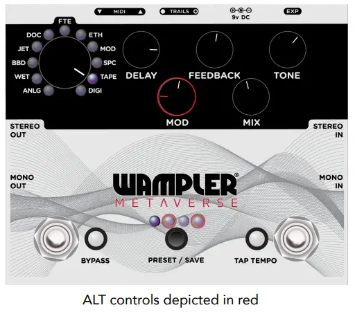 WAMPLER 763815133348 Metaverse DSP Multi Delay Multi Effect Guitar Pedal - fig9