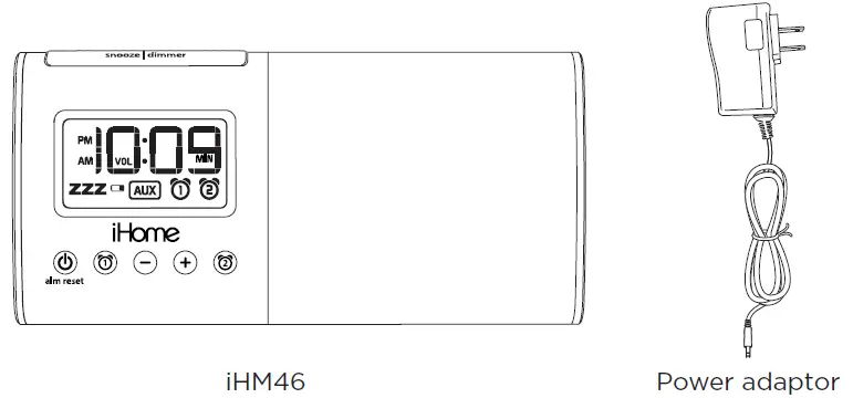 iHome iHM46 Portable USB Charging Dual Alarm Clock-fig- (2)