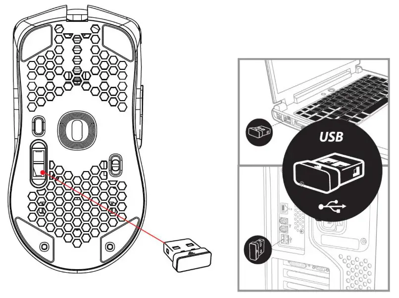 GARUDA GEAR Osprey 1 Wireless RGB Gaming Mouse - DIRECTIONS