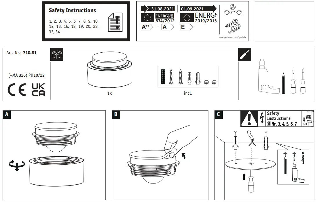 Paulmann 710.81 LED Ceiling Light - fig 1