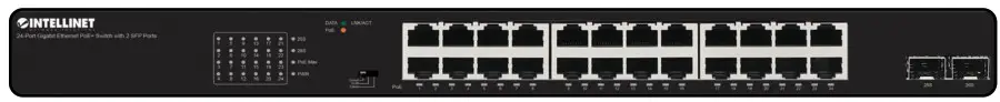 INTELLINET NETWORK SOLUTIONS 561907 24 Port Gigabit Ethernet PoE Plus Switch with 2 SFP Ports - Front Panel