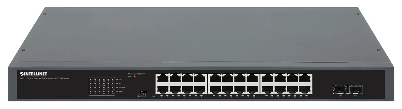 INTELLINET NETWORK SOLUTIONS 561907 24 Port Gigabit Ethernet PoE Plus Switch with 2 SFP Ports - cover