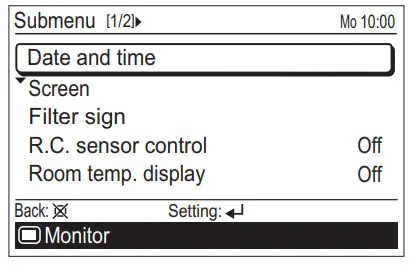 FUJITSU UTY-RVNYM Comfort Wired Remote Control - Fig 72