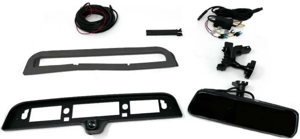 BRANDMOTION 212FVMR171 FullVUE Rear Camera Mirror - Kit Contents