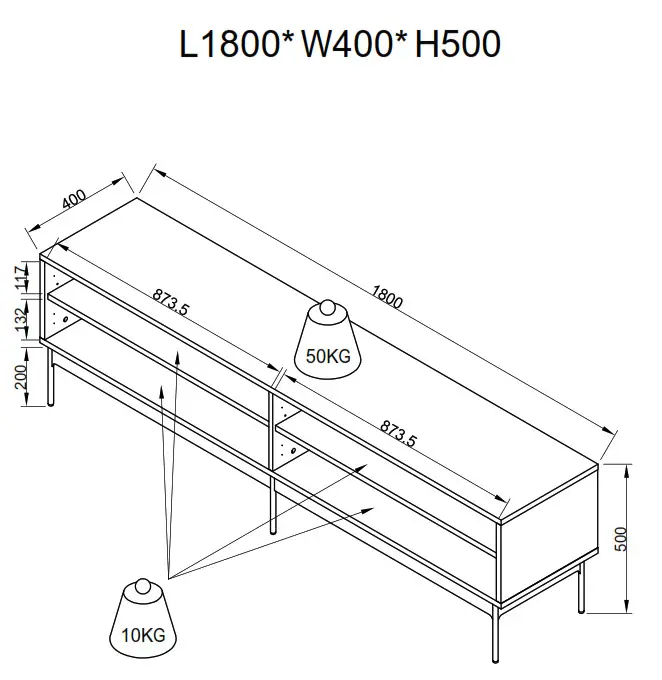 Teulat 4D 180 CM Blur TV Cabinet - FIG 1