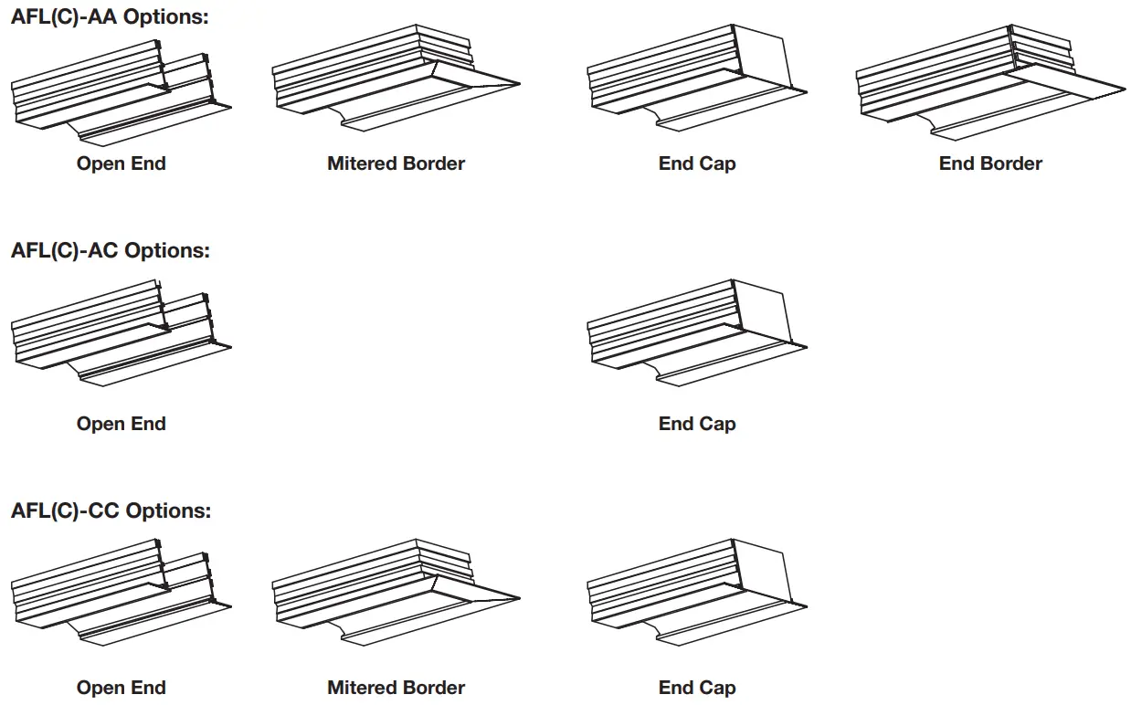 GREENHECK XG AFL and XG AFLC Architectural Linear Slot Diffuser - End Types