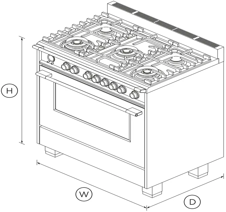 Fisher and Paykel OR36SCG6B1 Dual Fuel Range - DIMENSIONS