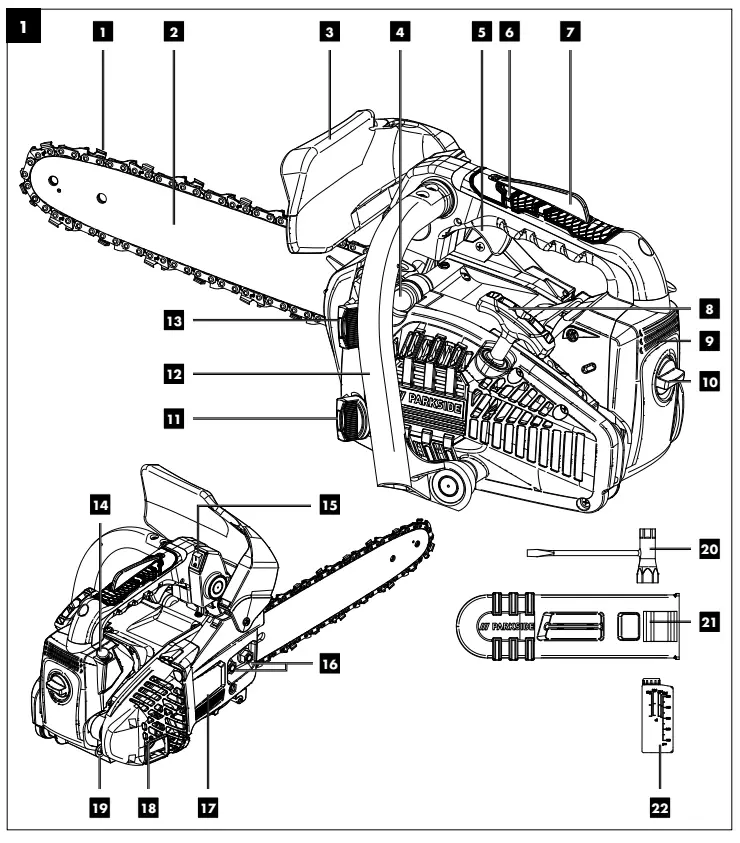 PARKSIDE 700 A1-GB Top Handle Petrol Chainsaw - Fig 1