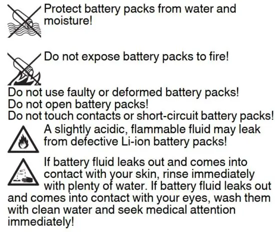 FIG 6 Special safety instructions for cordless machines