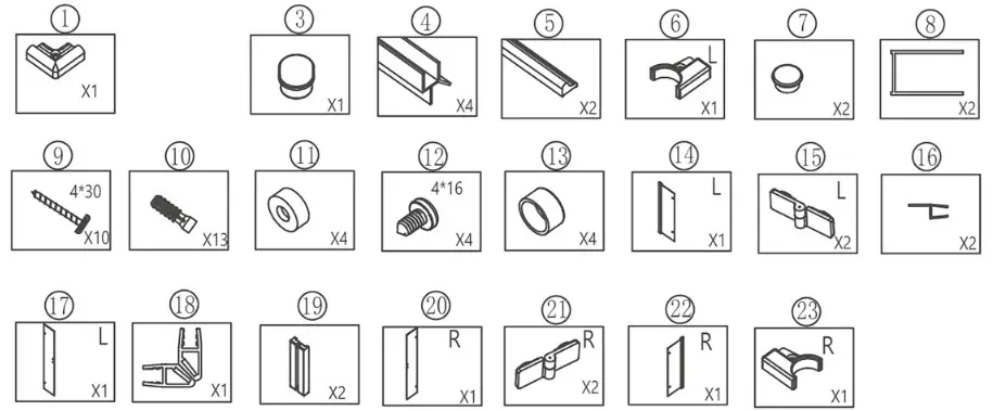 BERNSTEIN NT213 Corner Shower - DELIVERY CONTENTS 1