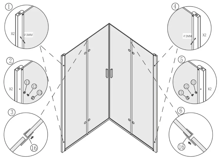 BERNSTEIN NT213 Corner Shower - MEASUREMENTS 8