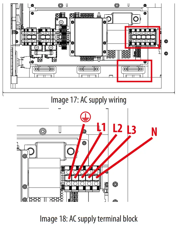 BE-D Series SCAME Electric Car Charging Station - AC supply terminal block