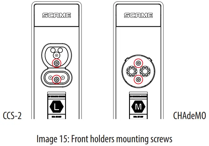BE-D Series SCAME Electric Car Charging Station - Front holders mounting screws