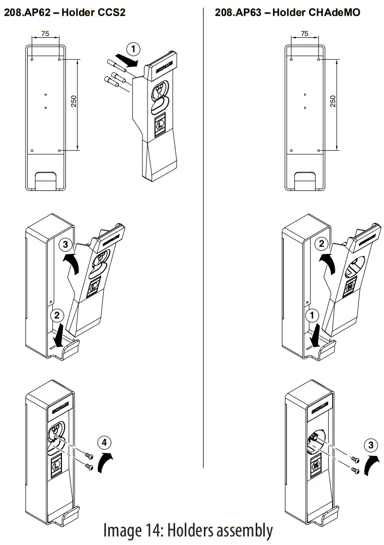 BE-D Series SCAME Electric Car Charging Station - Holders assembly