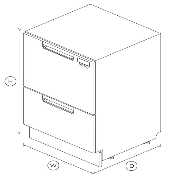 Fisher and Paykel DD24DCTW9 N Double DishDrawer Dishwasher - DIMENSIONS