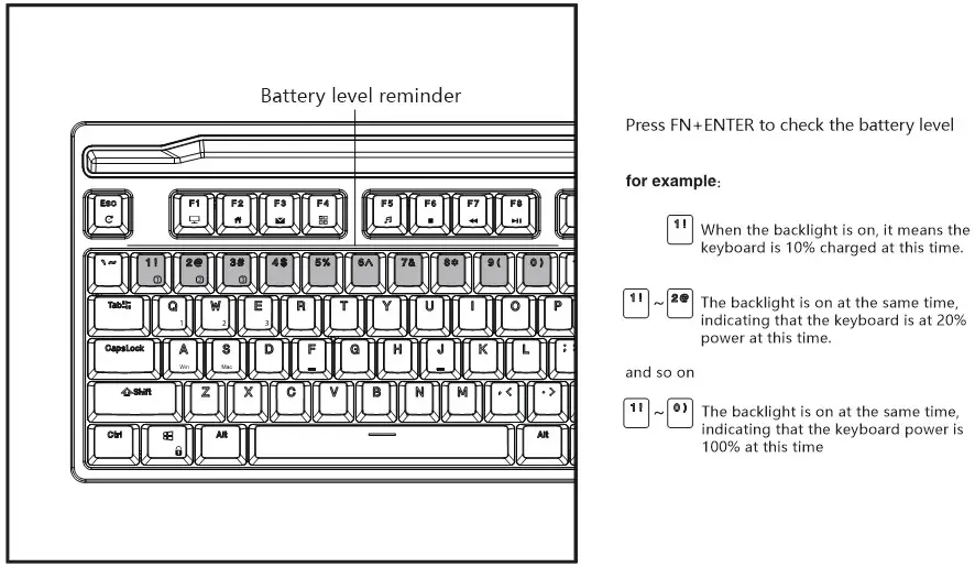 ROYAL KLUDGE RK-H87 Mechanical Keyboard - BATTERY LEVEL REMINDER