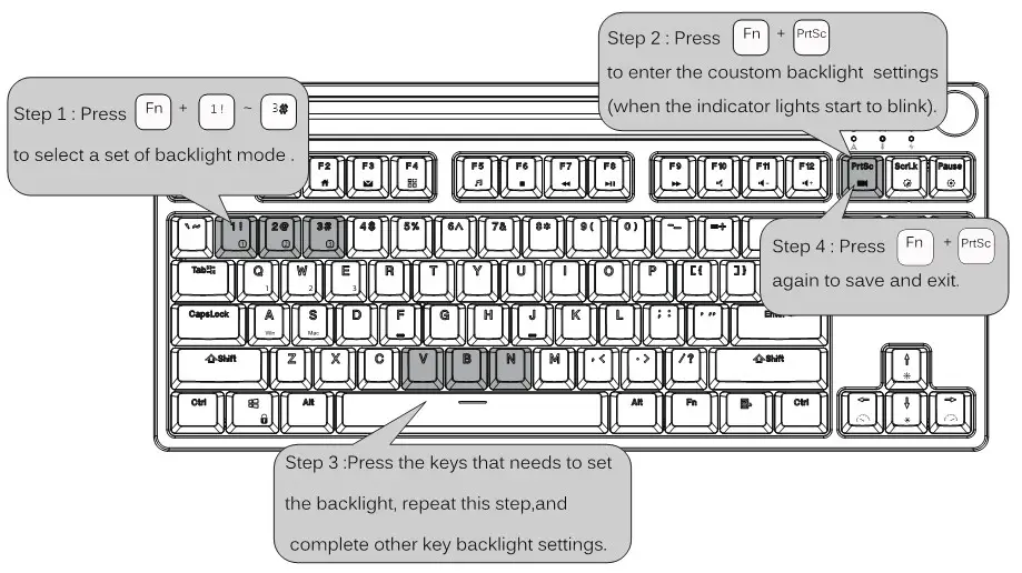 ROYAL KLUDGE RK-H87 Mechanical Keyboard - COUSTOM BACKLIGHT SET