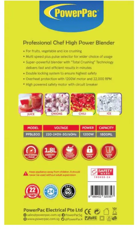 PowerPac-PPBL800-Professional-High-Power-Blender-with-Glass-Jug-fig- 6