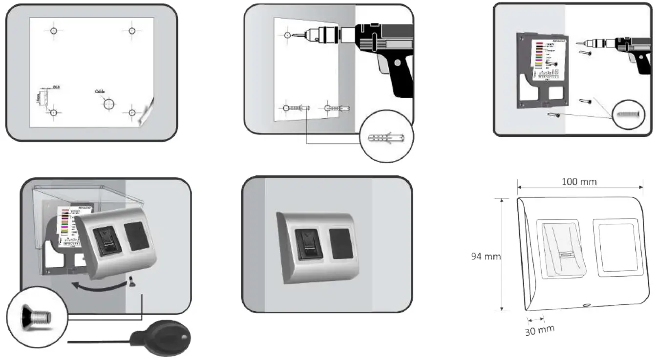 xpr B100PROX EH SA Standalone Biometric Reader - MOUNTING