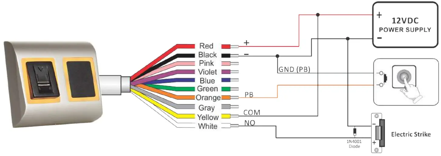 xpr B100PROX EH SA Standalone Biometric Reader - WIRING 2