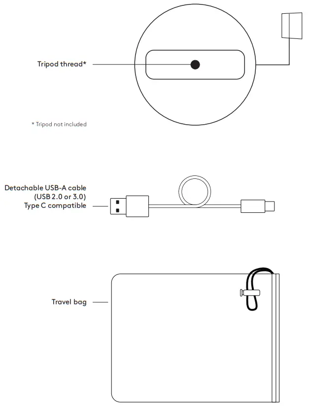 logitech C1000s 4K Pro Webcam - Travel bag