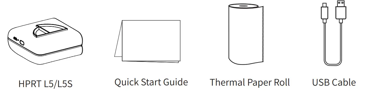 xiamen HPRT L5 L5S Smart Pocket Printer - Packing List