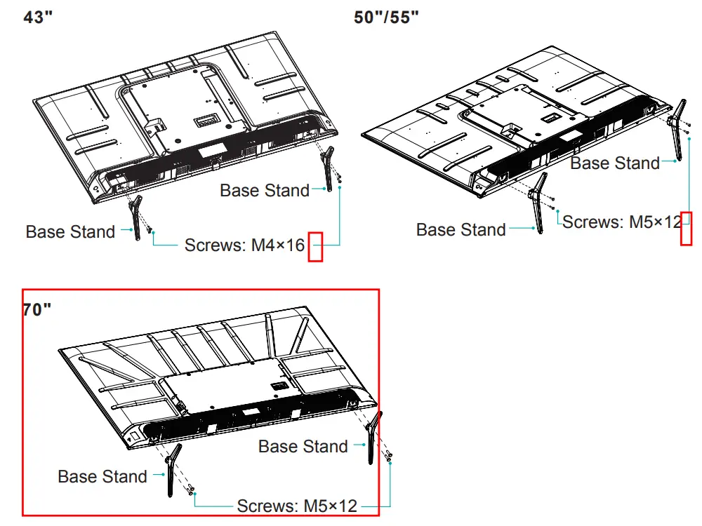 Hisense 43E7HQTUK E7 Series 43 4K QLED Smart TV - 4 screws