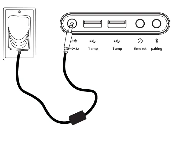 iHome iWBT5 Bluetooth Dual Alarm Clock Radio with Dual USB Charging - CONNECTING AC ADAPTER